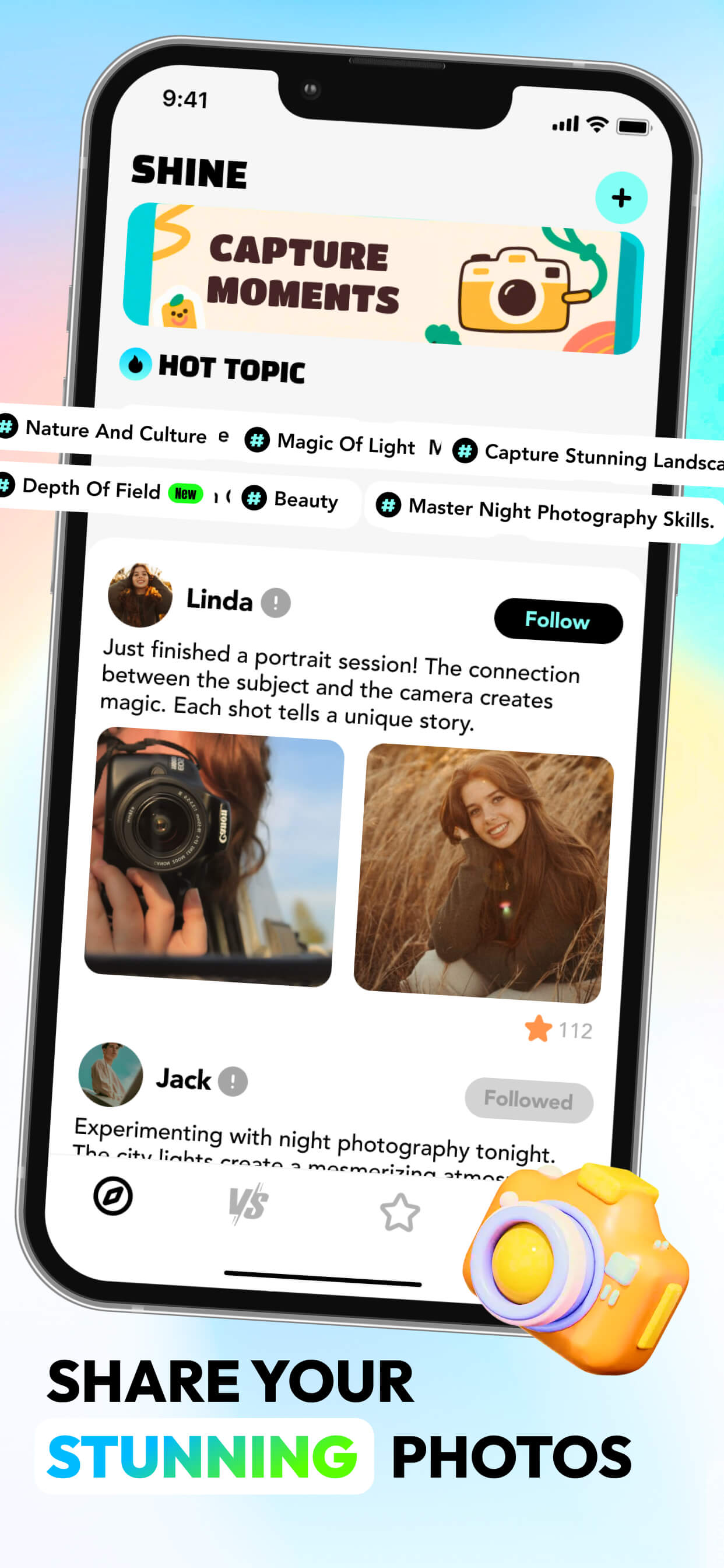Shine App Screenshot of photography posts