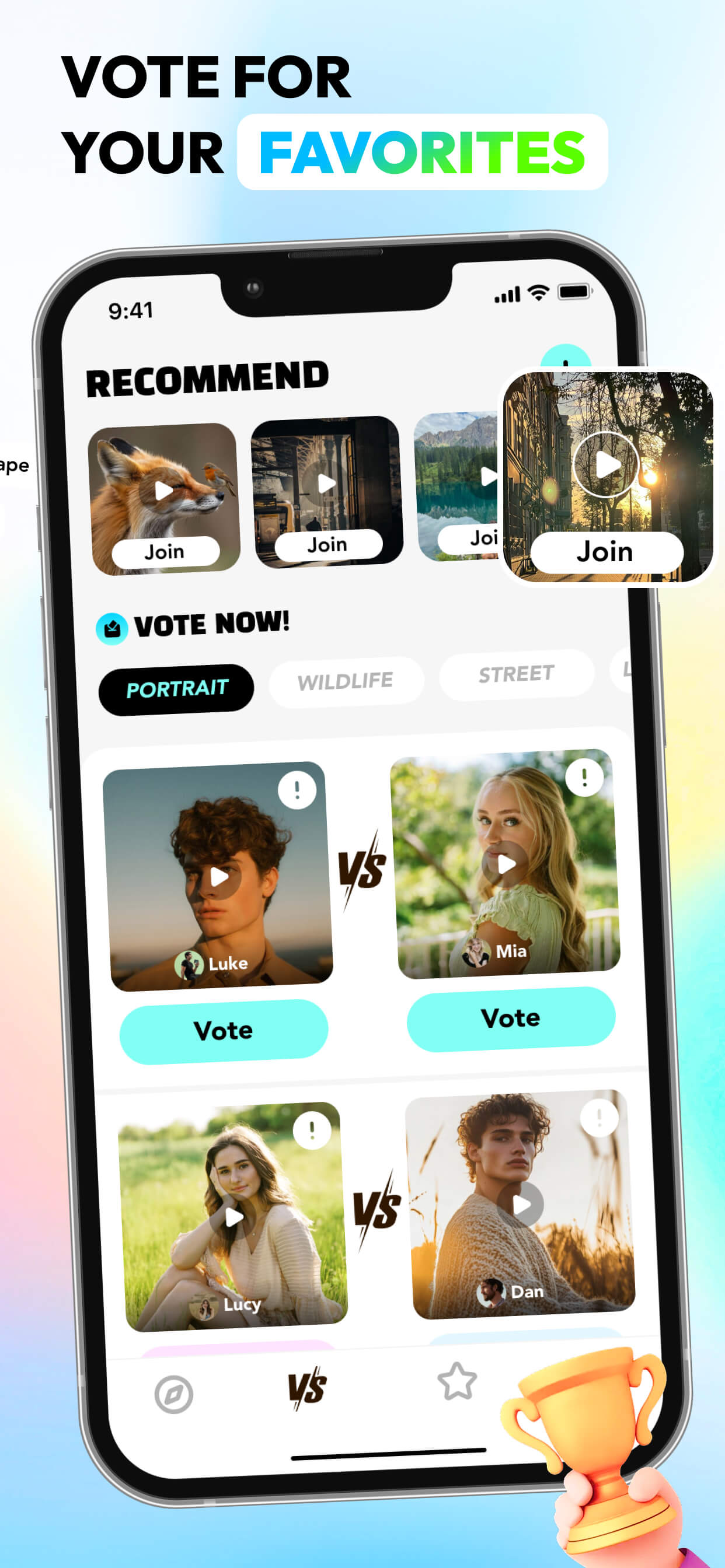 Voting on photo competitions in the app